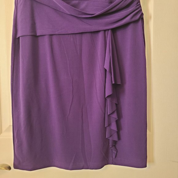 Purple Draped Neck Polyester Dress ~ Size 12-14 Large - Picture 2 of 7